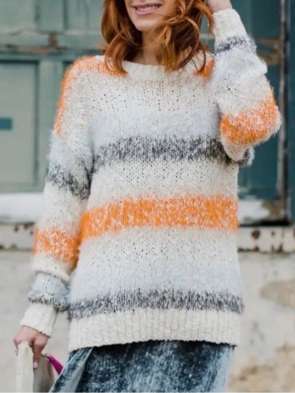 MEADOW RUE | ANTHROPOLOGIE Kennedy Knit Back Bow Oversized Striped Sweater, XS